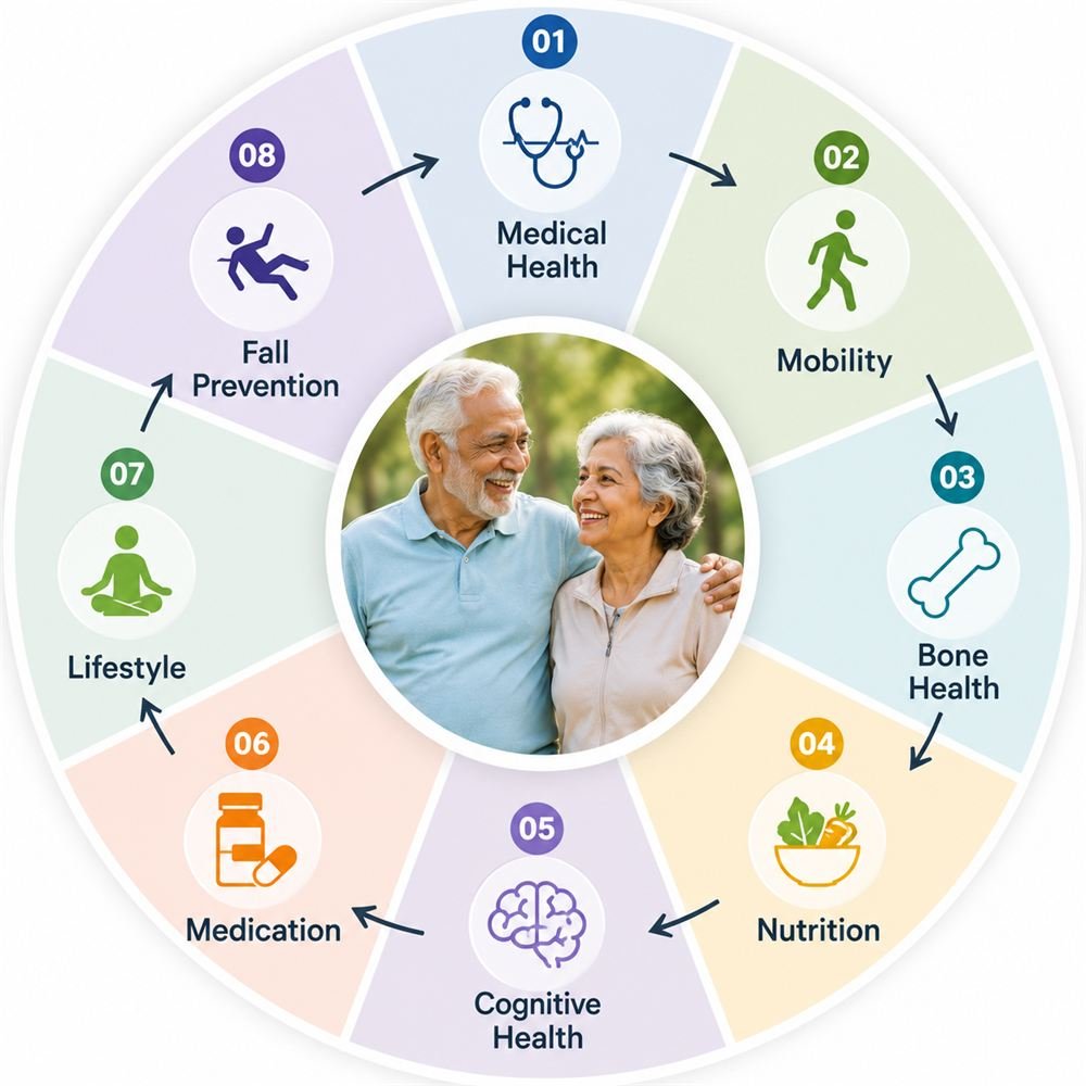 The eight areas of a healthy ageing assessment