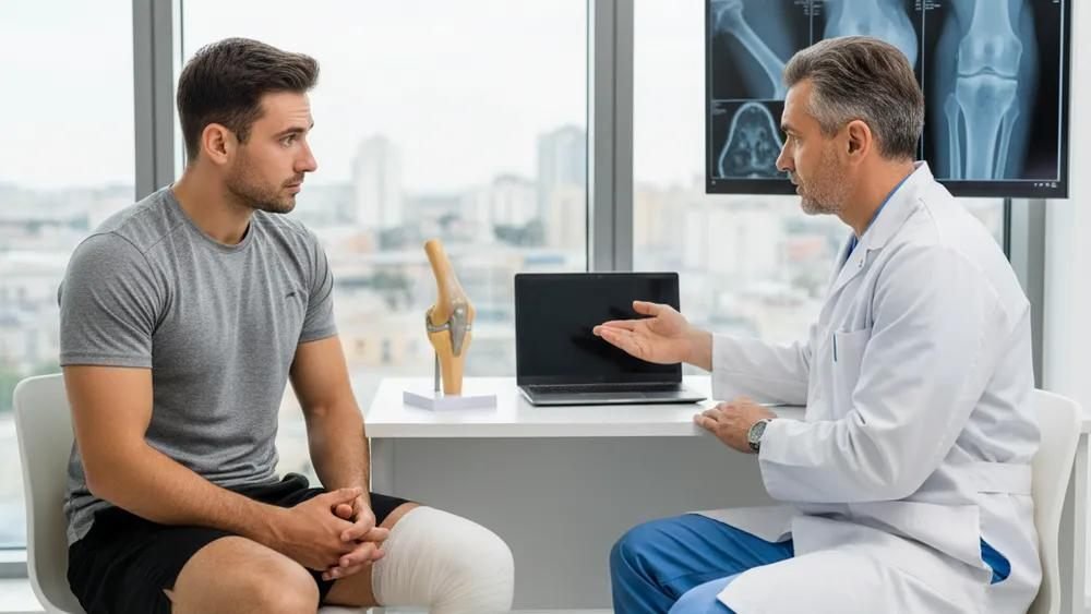 Orthopaedic consultation reviewing imaging