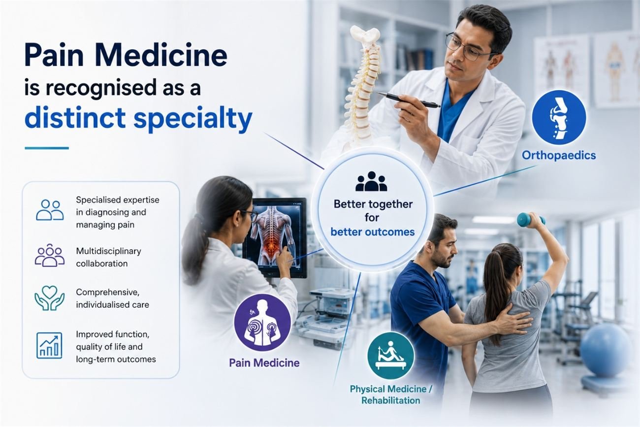 Pain medicine working alongside orthopaedics and rehabilitation