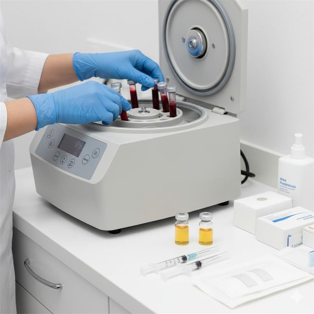 Centrifuge processing an autologous sample